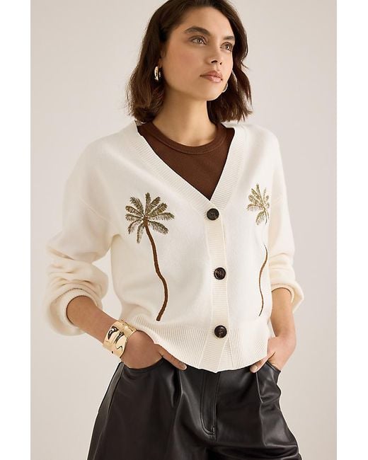 Never Fully Dressed Natural Embroidered Palm Cardigan