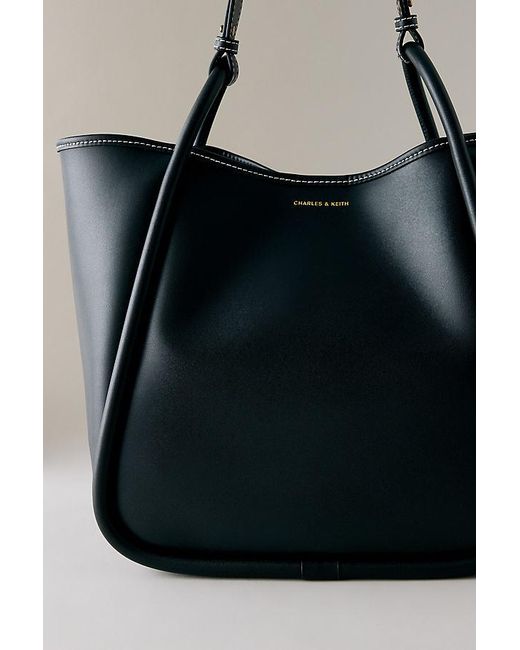 Charles & Keith Black Tubular Slouchy Tote Bag