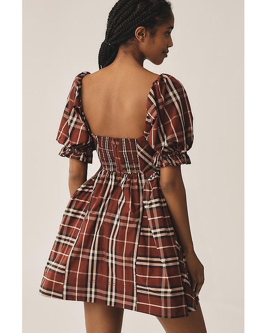 Maeve Puff Mini Dress in Natural | Lyst UK