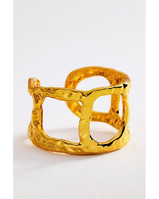 By Anthropologie Brown Textured Statement Ring