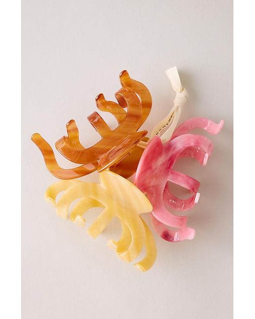 Anthropologie Pink Assorted Resin Claw Clips, Set Of 3