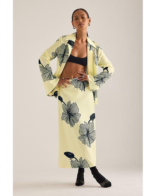 OperaSPORT Natural Lone Floral Print Midi Skirt