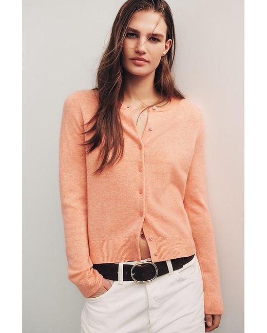 By Anthropologie Orange The Juliet Cashmere Crew-Neck Cardigan