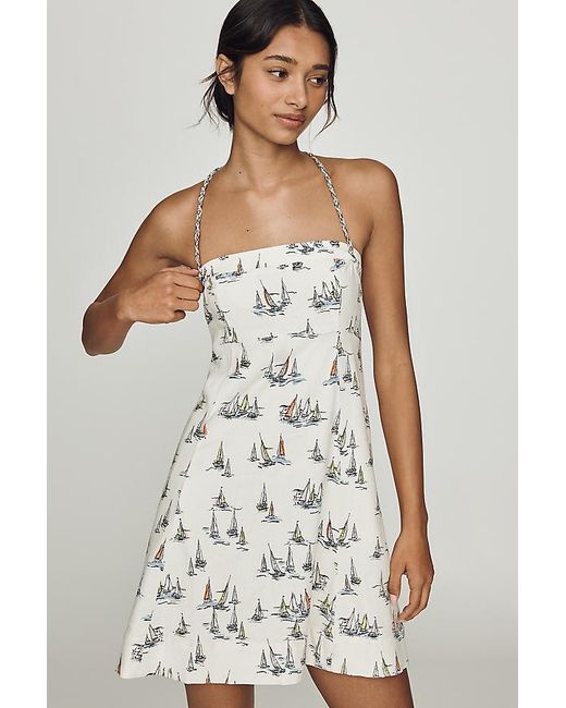 Maeve White Linen-Blend Mini Dress