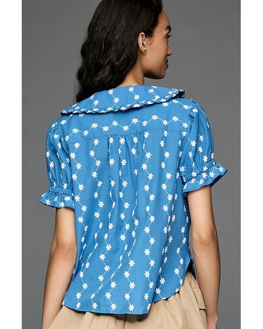 Pilcro Blue The Keira Embroidered Blouse By