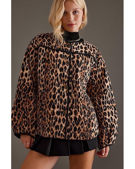 Damson Madder Brown Macy Leopard Quilted Jacket