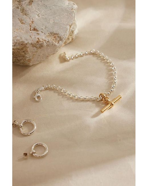 Tilly Sveaas Brown Silver Belcher Chain T-bar Bracelet