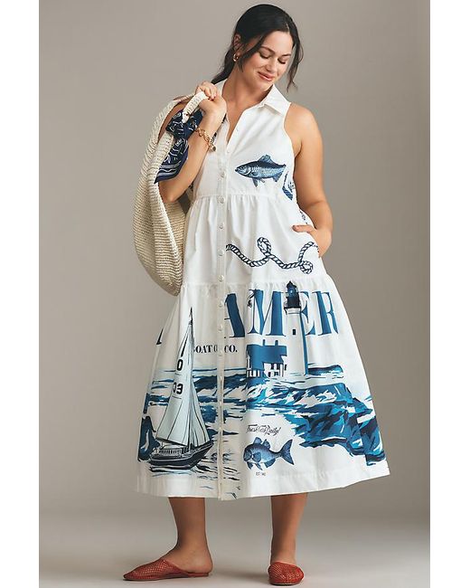 Maeve Multicolor Sleeveless Midi Shirt Dress