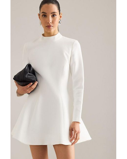 Bardot Natural Zephyra High-Neck Long-Sleeve Mini Dress