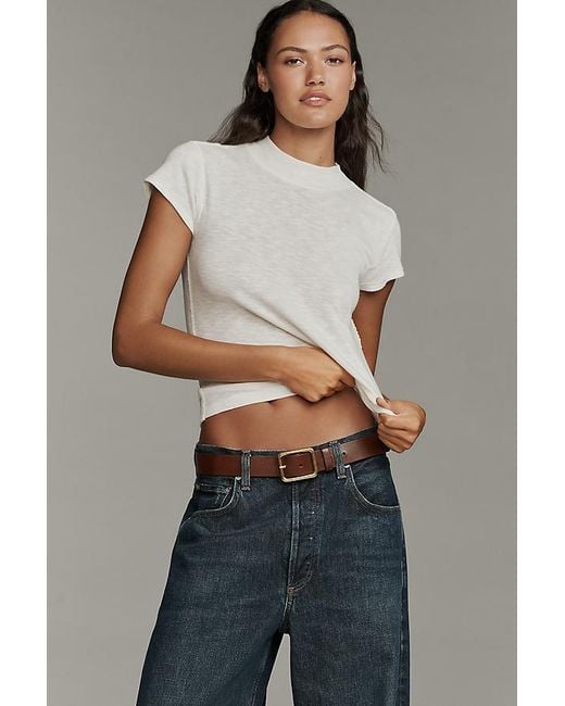 Pilcro White Cyris Cotton Modal Turtleneck T-Shirt