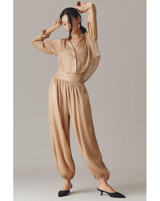 Maeve Metallic Shiny Balloon Trousers