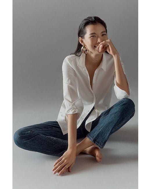 Maeve White The Gracelyn Slim Buttondown Shirt By