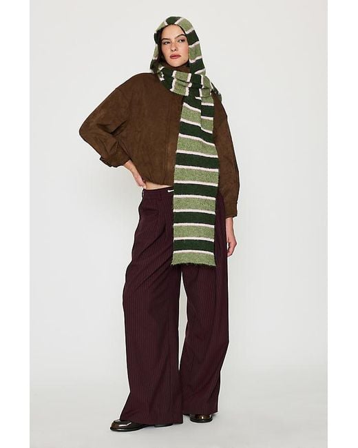 By Anthropologie Green Striped Hooded Scarf