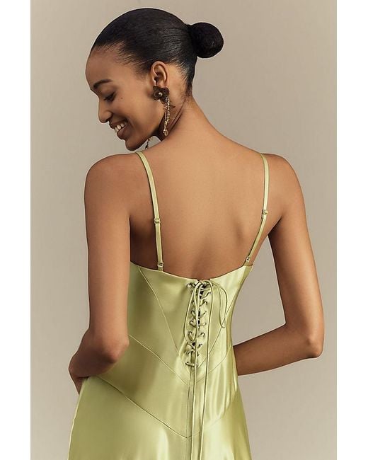 Mare Mare Green Emmy Satin Corset Maxi Dress