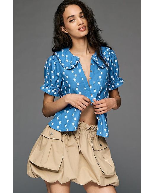 Pilcro Blue The Keira Embroidered Blouse By