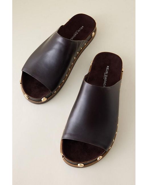 Kelsi Dagger Brooklyn Black Squish Stud Leather Slide Sandals