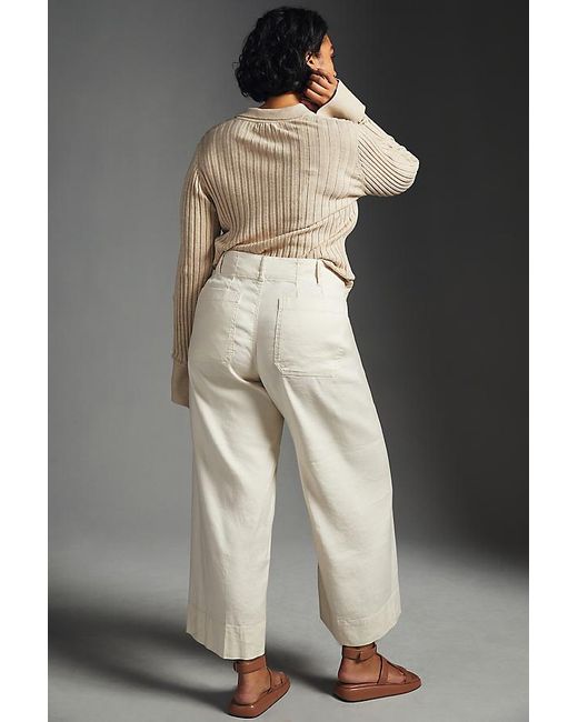 Maeve Gray The Colette Cropped Wide-Leg Trousers By Linen Edition