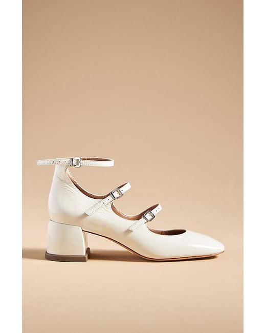 Vicenza Natural Triple-strap Leather Mary Jane Heels