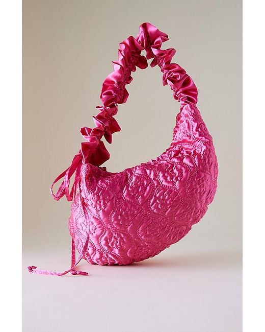 Damson Madder Pink Quilted Rose Kidney Bag
