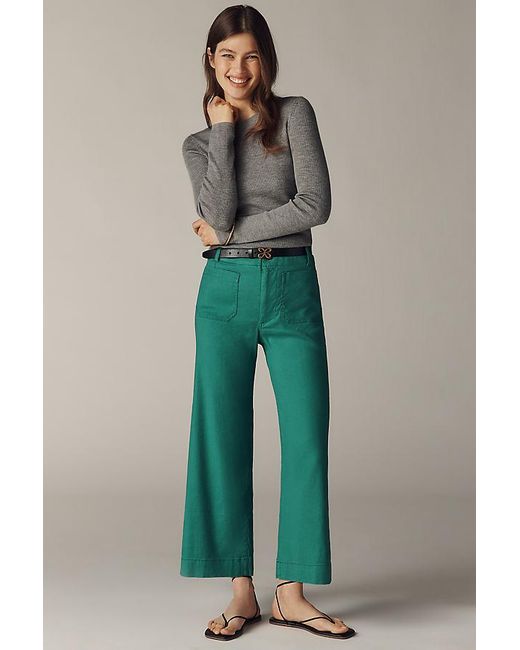 Maeve Multicolor The Colette Cropped Wide-Leg Trousers By Linen Edition