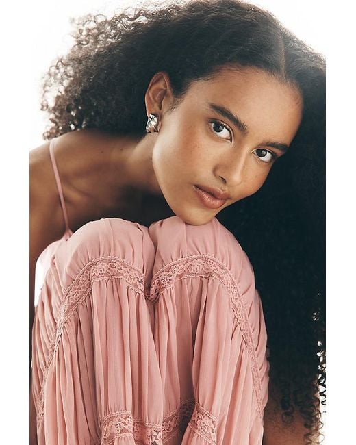 By Anthropologie Pink Twofer Tiered Sleeveless Dress