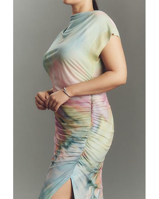 the maya ruched cowl neck dress mesh edition The Maya Ruched Cowl-Neck Mesh Dress