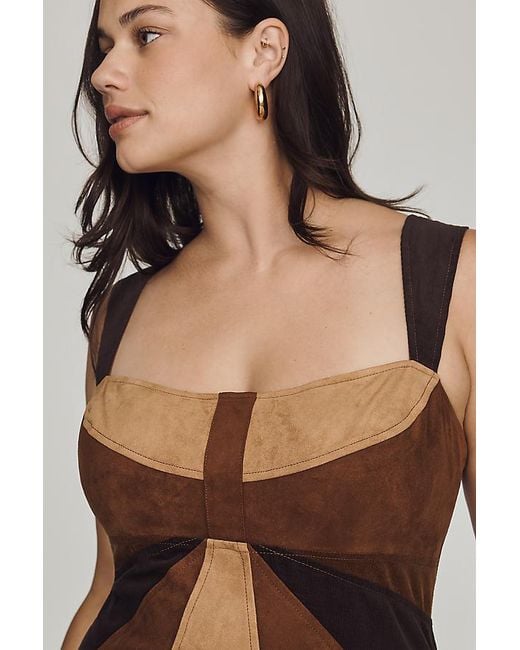 By Anthropologie Brown Faux-Suede Mini Shift Dress