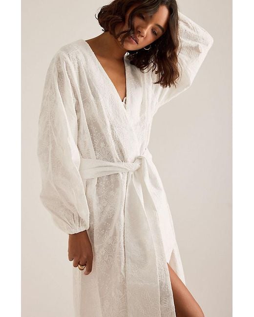 Meeka Natural Rae Embroidered Bridal Robe