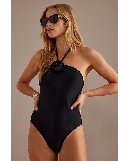 4th & Reckless Black Palma Halter One-piece Swimsuit