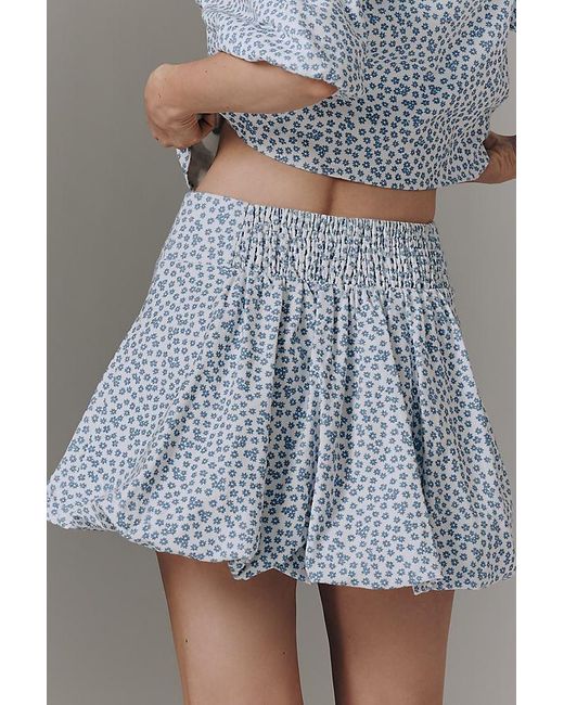 Maeve Gray Printed Bubble Mini Skirt