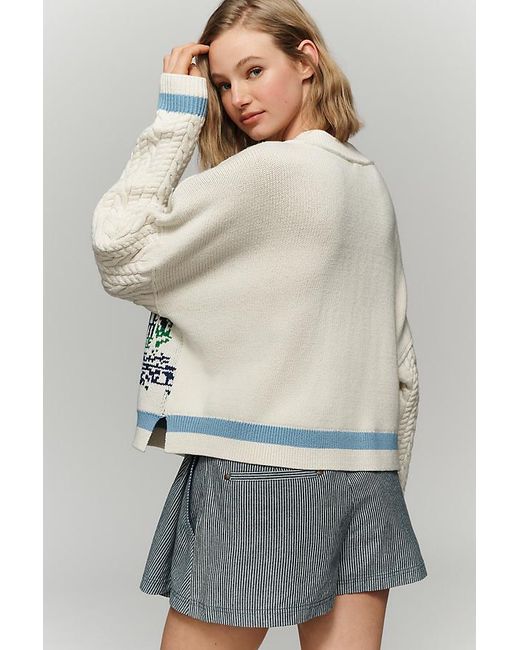 Maeve Red Graphic Cable-Knit Jumper