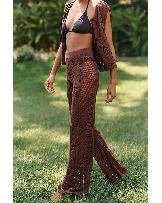 Celandine Green Bloom Crochet High-Rise Trousers