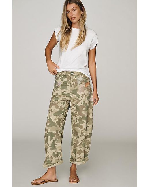 Pilcro Natural The Kayden High-Rise Camo Carpenter Barrel Trousers By