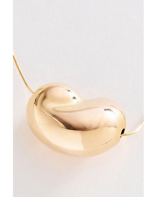 By Anthropologie White Metal Bean Pendant Necklace