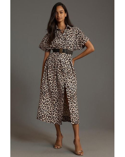 Exquise The Tobie Button-Front Pleated Shirt Dress By Embellished Edition  in Black | Lyst UK