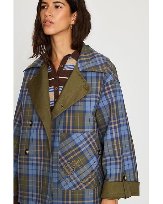 Damson Madder Blue Jerry Reversible Crop Trench Coat