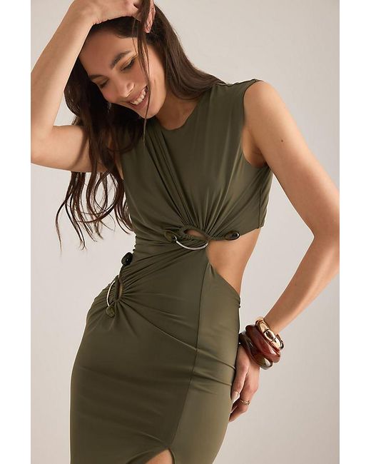 Bardot Natural Felix Hardware Cutout Maxi Dress