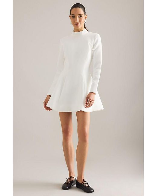 Bardot Natural Zephyra High-Neck Long-Sleeve Mini Dress