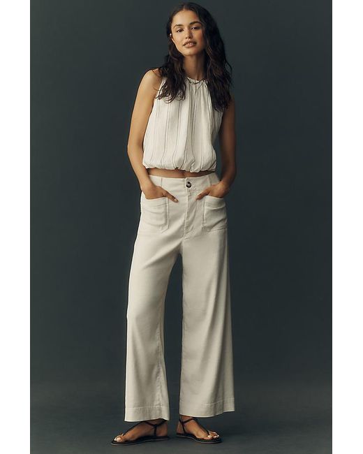 Maeve Gray The Colette Cropped Wide-Leg Trousers By Linen Edition