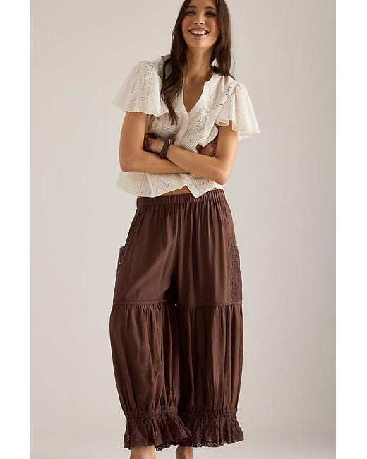 By Anthropologie Purple Lace Genie Balloon Trousers