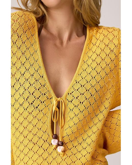 4th & Reckless Yellow Callista Long-Sleeve Knit Mini Dress
