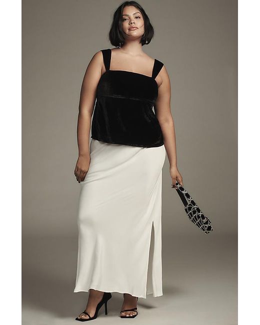 By Anthropologie Gray The Tilda Maxi Slip Skirt: Side Slit Edition