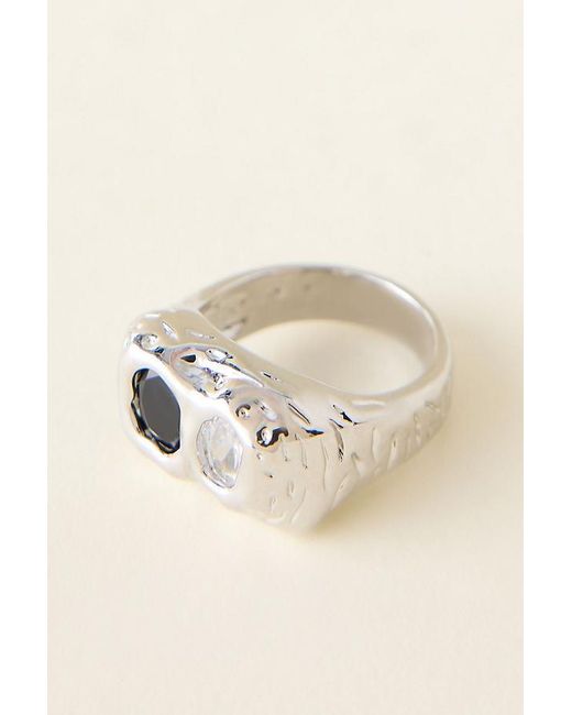 By Anthropologie Natural Hammered Double-Stone Ring