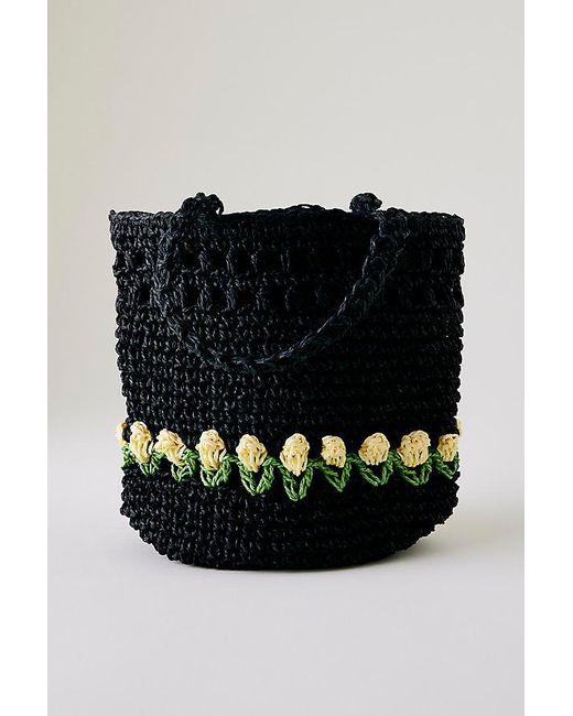 Damson Madder Black Raffia Tulip Grab Bag