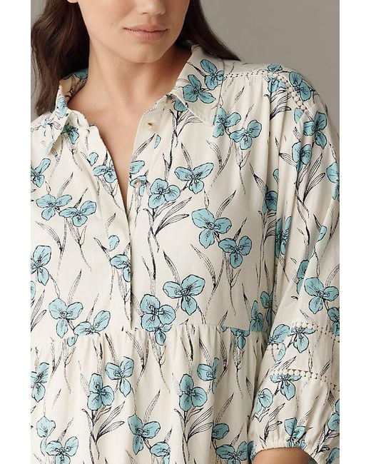 Maeve The Bettina Tiered Mini Shirt Dress By Linen Edition in Grey | Lyst UK Maeve The Bettina Tiered Mini Shirt Dress By Linen Edition in Grey | Lyst UK