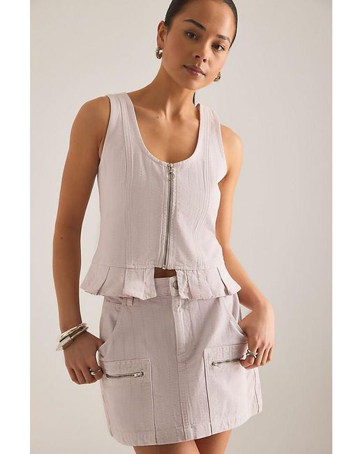 seventy + mochi Pink Naya Zip-Pocket Denim Mini Skirt