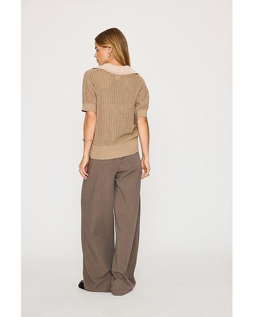 Varley Brown Perrine Knit Polo Top