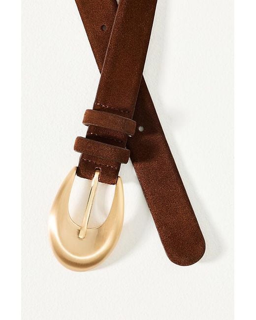 By Anthropologie Brown Rounded Buckle Leather Belt