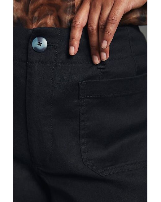 Maeve Blue The Colette Cropped Wide-Leg Trousers By Linen Edition