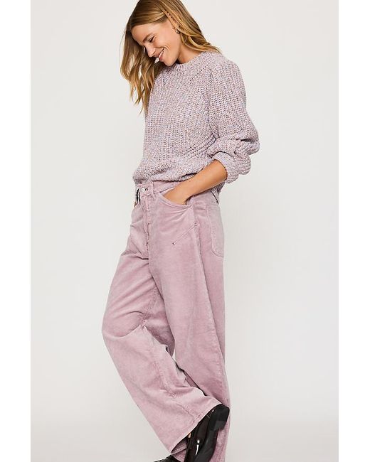 Pilcro Pink The Kayden Cord Mid-Rise Barrel Trousers By